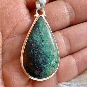 Sonora Sunrise/Chrysocolla Cuprite 925 Sterling Silver gemstone handmade pendant with your choice of length of sterling silver snake chain.