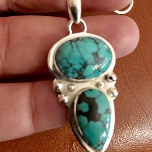 Blauer Türkis Edelstein Anhänger in edlem 925 Sterling Silber gefasst