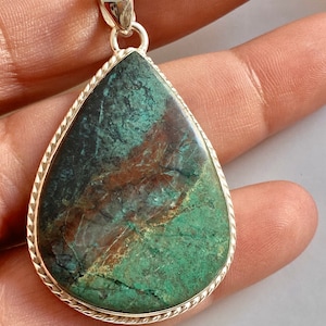 Sonora Sunrise/Chrysocolla Cuprite 925 Sterling Silver gemstone handmade pendant with your choice of length of sterling silver snake chain.