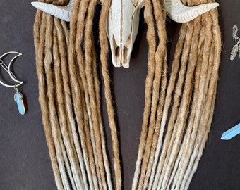 Ombre Synthetic Dreads: Light Brown to Platinum White, Full Set