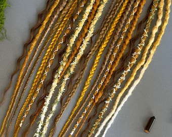Boho Synthetic Dreadlock Set: Earthy Blonde & Golden Tones, 22-23 Inches
