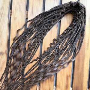 18 Boho set of Synthetic Dreads Braids Waves Twists Brown shades Super soft Textured Double Ended bohostyle set locs extensions