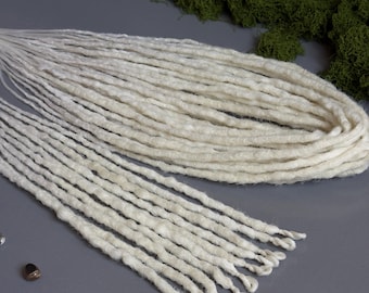 Warm Ivory Synthetic Dreadlocks, Soft Textured White Dreads, SE or DE Crochet Dreads, Lightweight Handmade Dreadlock Extensions 23-24 inch
