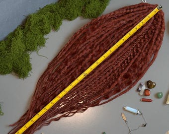 Mahagoni Rot synthetische Dreadlocks, 22"weiche DE Dreads, gemischte Texture Dreads mit Zöpfen und Wellen, Boho Dread Erweiterungen, komplettes Set