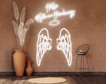 Custom Angel Wings Neon Sign for party wedding events decoration, Personalized Gifts For Her, Girl Bedroom Decor, Wings Of Angels Wall Decor