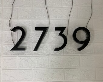 3D Stainless steel sign, Custom Backlit Metal Brushed Number Sign, led light Metal signage Black Painting Sign with acrylic
