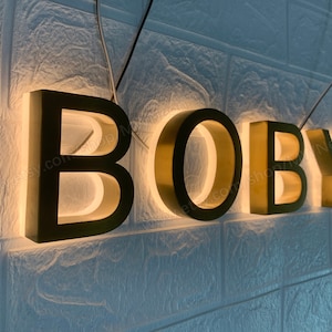 Customized Address Sign Custom logo sign 3D Metal House Number Backlit LED Sign Brushed Metal sign with acrylic Exterior Waterproof