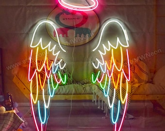 Custom Neon Sign, Angel Wings Neon Sign, Girl Bedroom Decor, Wings Of Angels, Led Sign Neon Lights, Personalized Gifts For Her, Wall Decor