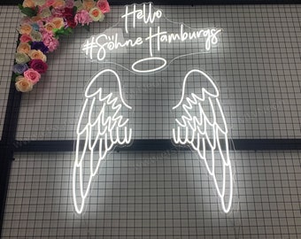 Custom Angel wings led sign neon lights for wedding party decor, girl bedroom wall Decor, Personalized Gifts for girl