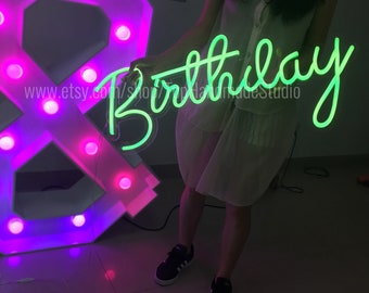 Personalize Flex LED Neon Signs, Customize Neon Light sign for Happy birthday Party Decor Home Bar Neon Sign