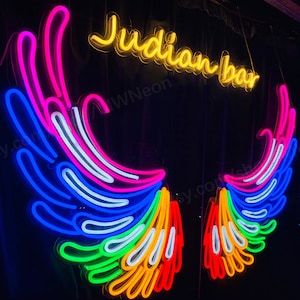 Custom Angel wings neon sign, Custom Personalized Gifts for girl, Flex led sign neon lights For Party Windding Decoration bedroom wall Decor