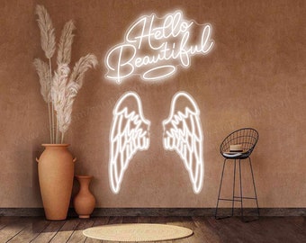 Custom Angel Wings Neon Sign, Personalized Gifts For Her, Girl Bedroom Neon Sign Decor, Wings Of Angels Wall Decor, Led Sign Neon Lights