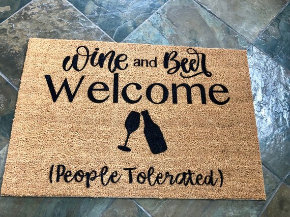 Custom Made Wine And Beer Wecome Door Mat Personalized Etsy