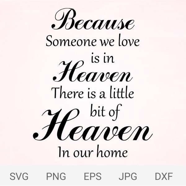 Because someone we love is in Heaven svg, Memorial svg, There is a little bit of heaven in our home svg