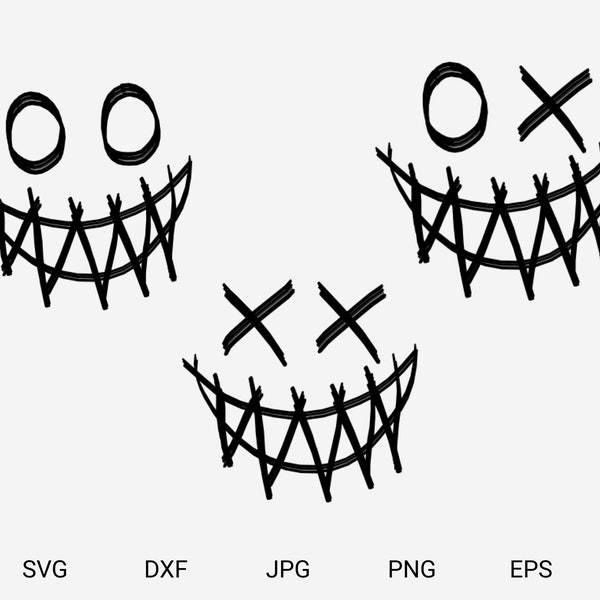 Horror smiles pack faces print for halloween