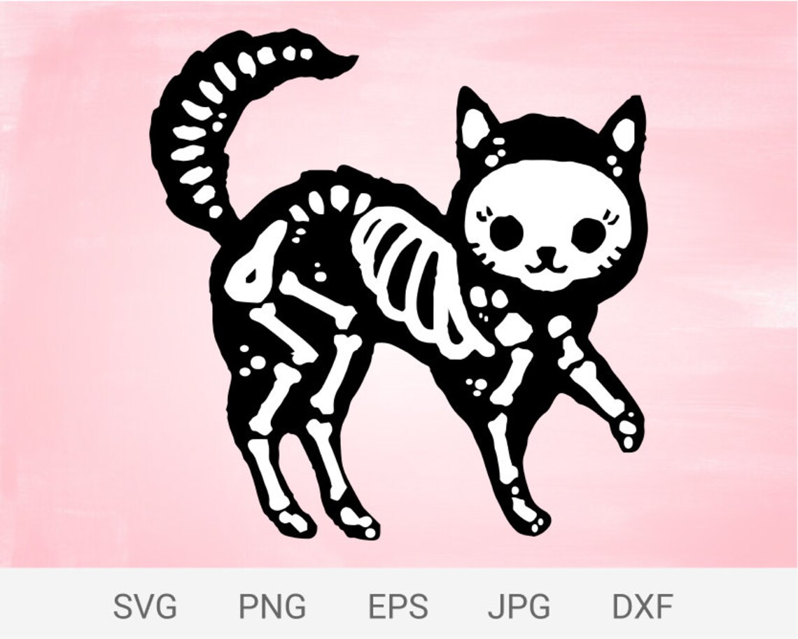Kitty Skeleton Svg Print for Halloween Etsy