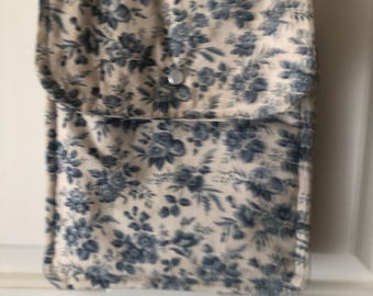 blue floral shoulder bag