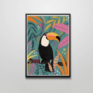 Toucan / Jungle / Tropical / Floral / Home Decor / Wall Art / Wall Print