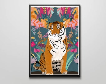 Floral Tiger / Jungle / Tropical / Floral / Home Decor / Wall Art / Wall Print