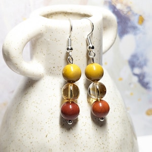 Mookaite & Citrine Silver-Plated Earrings