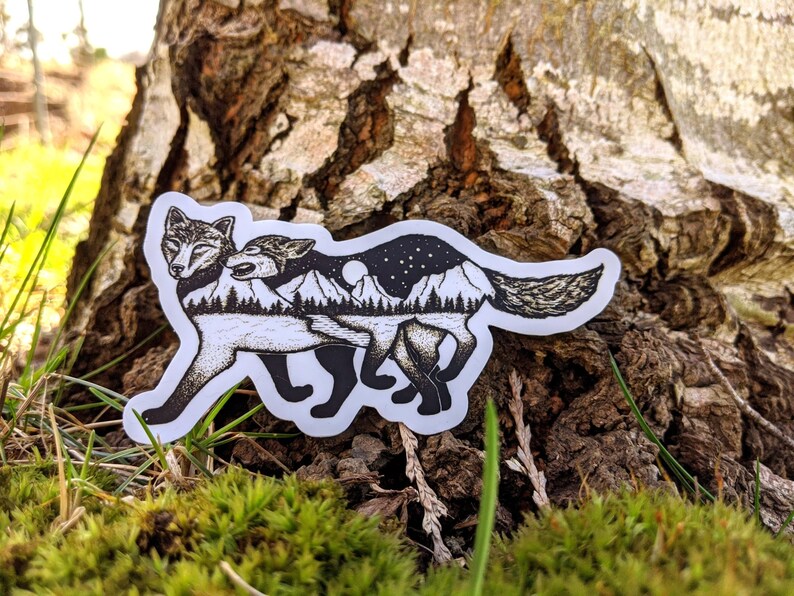 Running Wolf Sticker Running Wolves Vinyl Sticker - Etsy