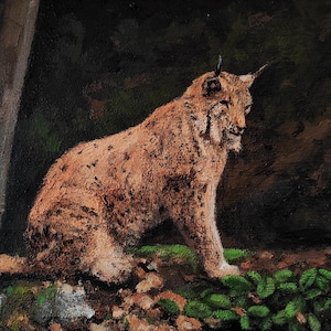 Lynx in the Forest – Original Acrylic Painting on Canvas | Wildlife Fine Art