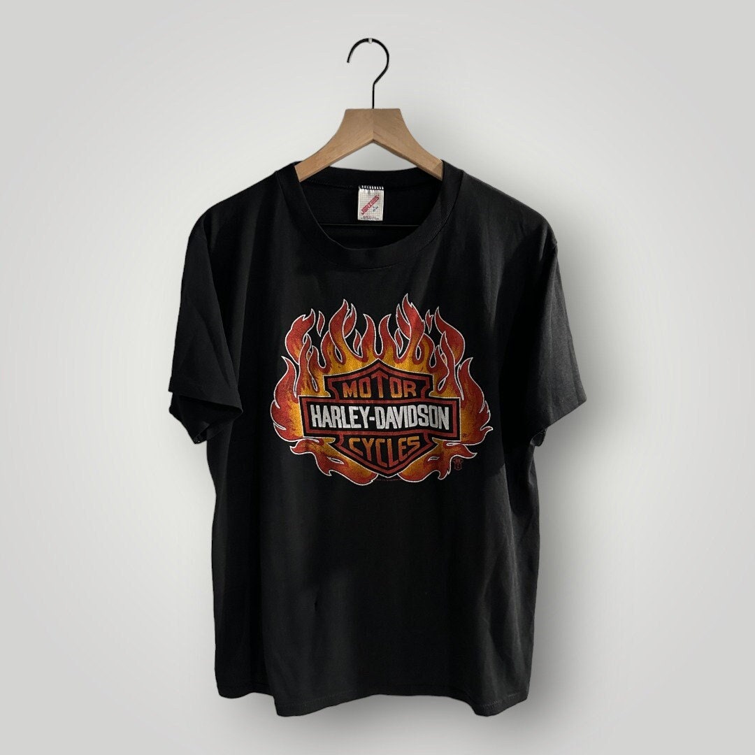 VINTAGE '88 Harley Davidson Flame Shirt - Etsy VINTAGE '88 Harley Davidson Flame Shirt - Etsy