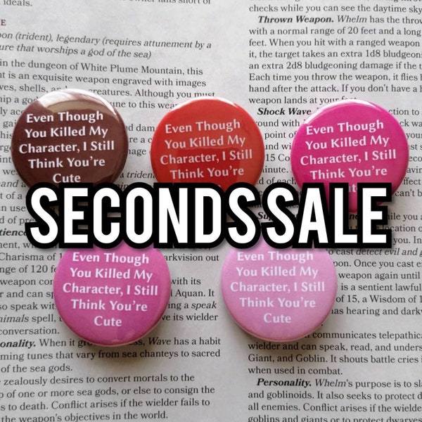 LOVE SECONDS SALE - 38mm Button Badges, Dungeons and Dragons, DnD, Rpg Gift, Dungeon Master, Defective Sale, Slight Second, Flawed