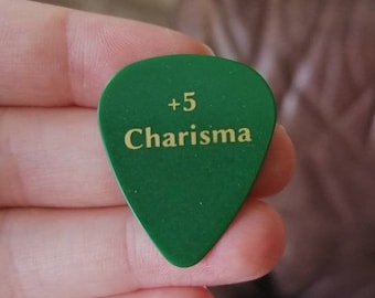 Plus 5 Charisma - .71 Celluloid Plectrum, Dungeons and Dragons, DnD, Guitar Pick, RPG, Bard, Unique Gift, Musician Gift, Stocking Filler