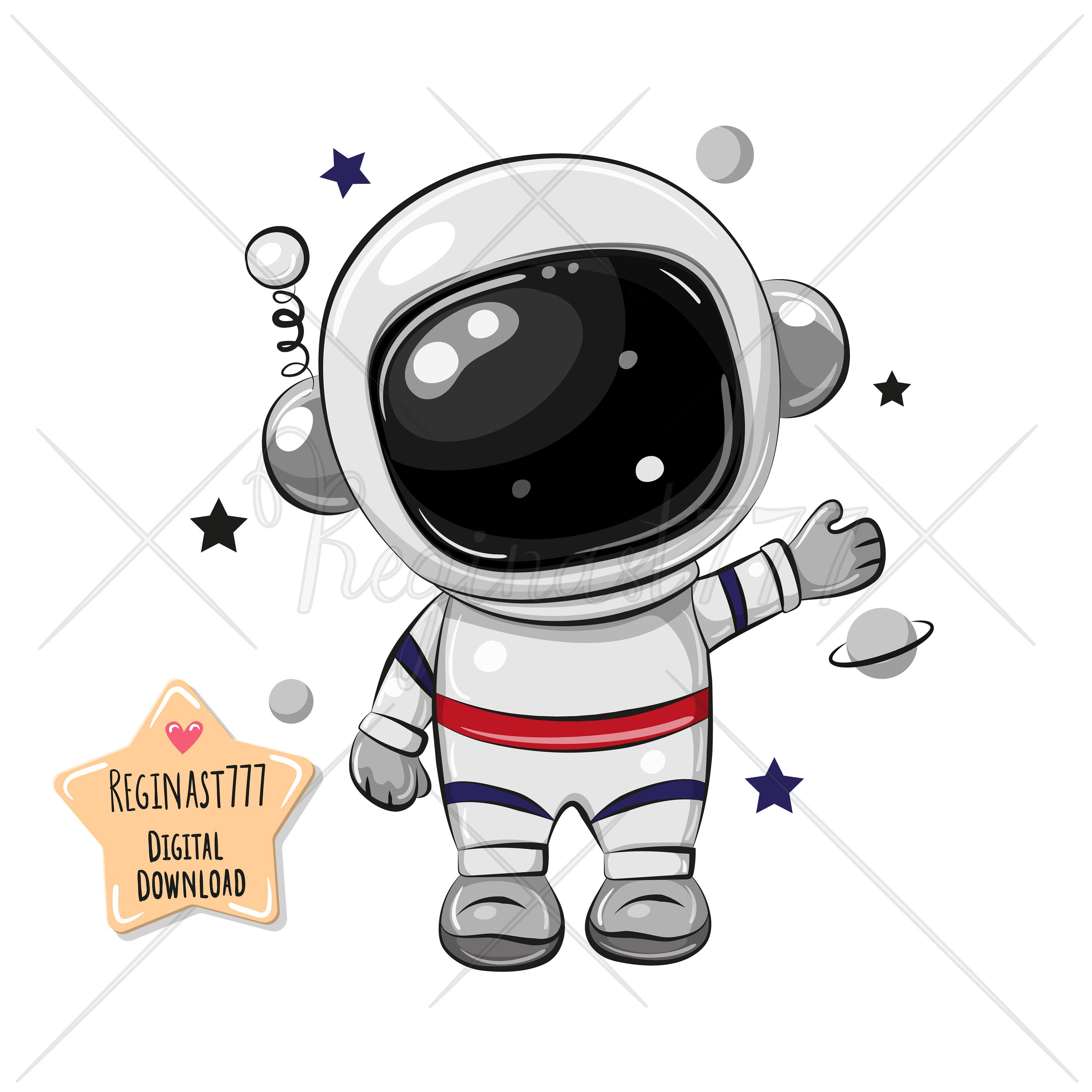 Cute Astronaut Clipart Astronaut Clip Art Cute Baby Print Etsy
