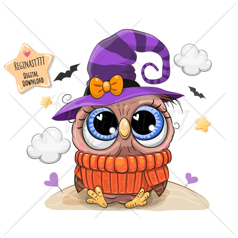 Lindo búho de Halloween PNG descarga digital imágenes Etsy