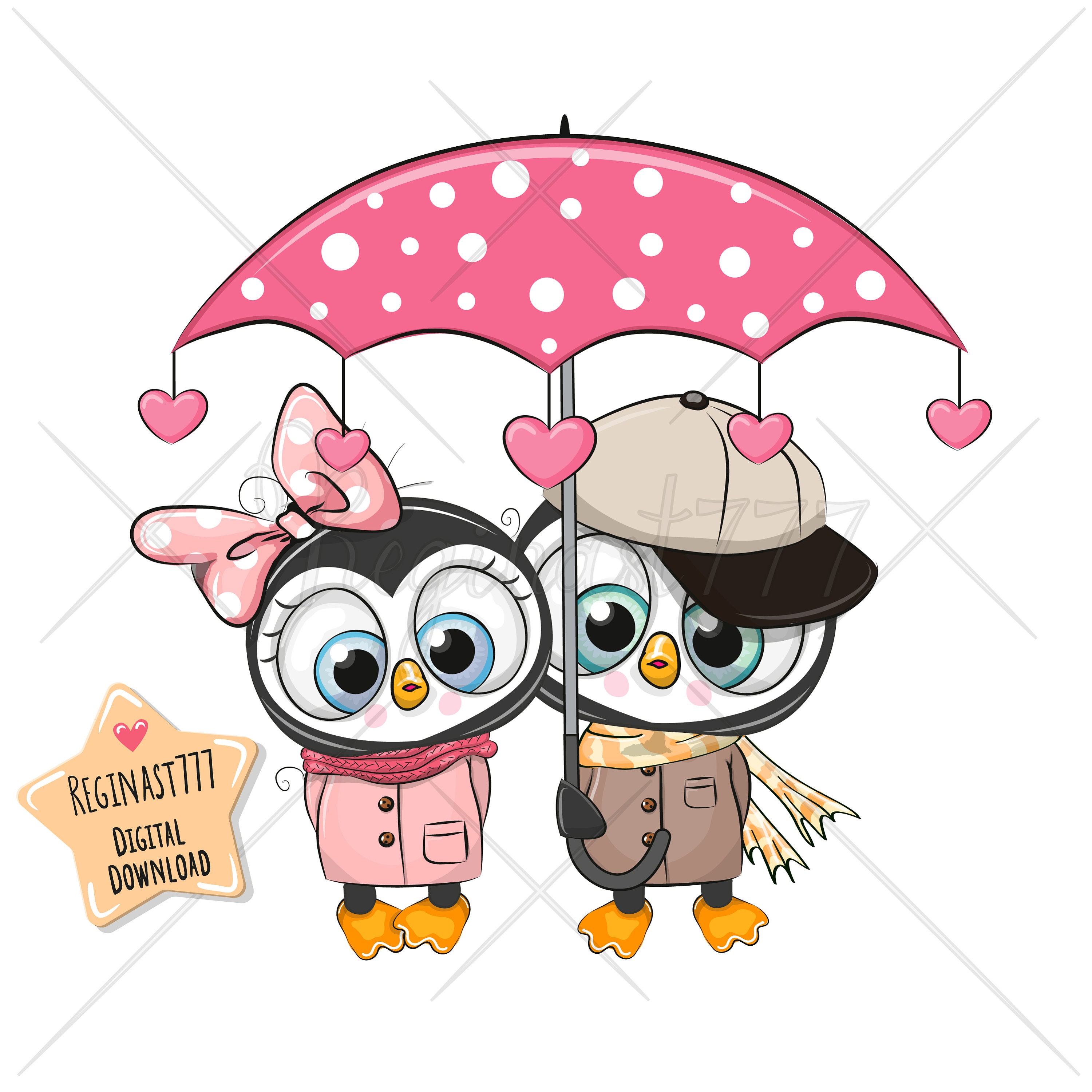 Penguin Clipart Love Couple Clipart Png Sublimation Design Etsy