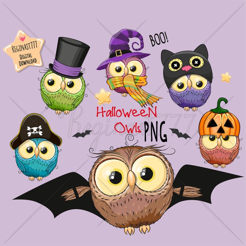 Halloween Owls Clipart Halloween Clipart Cute Owls Digital | Etsy