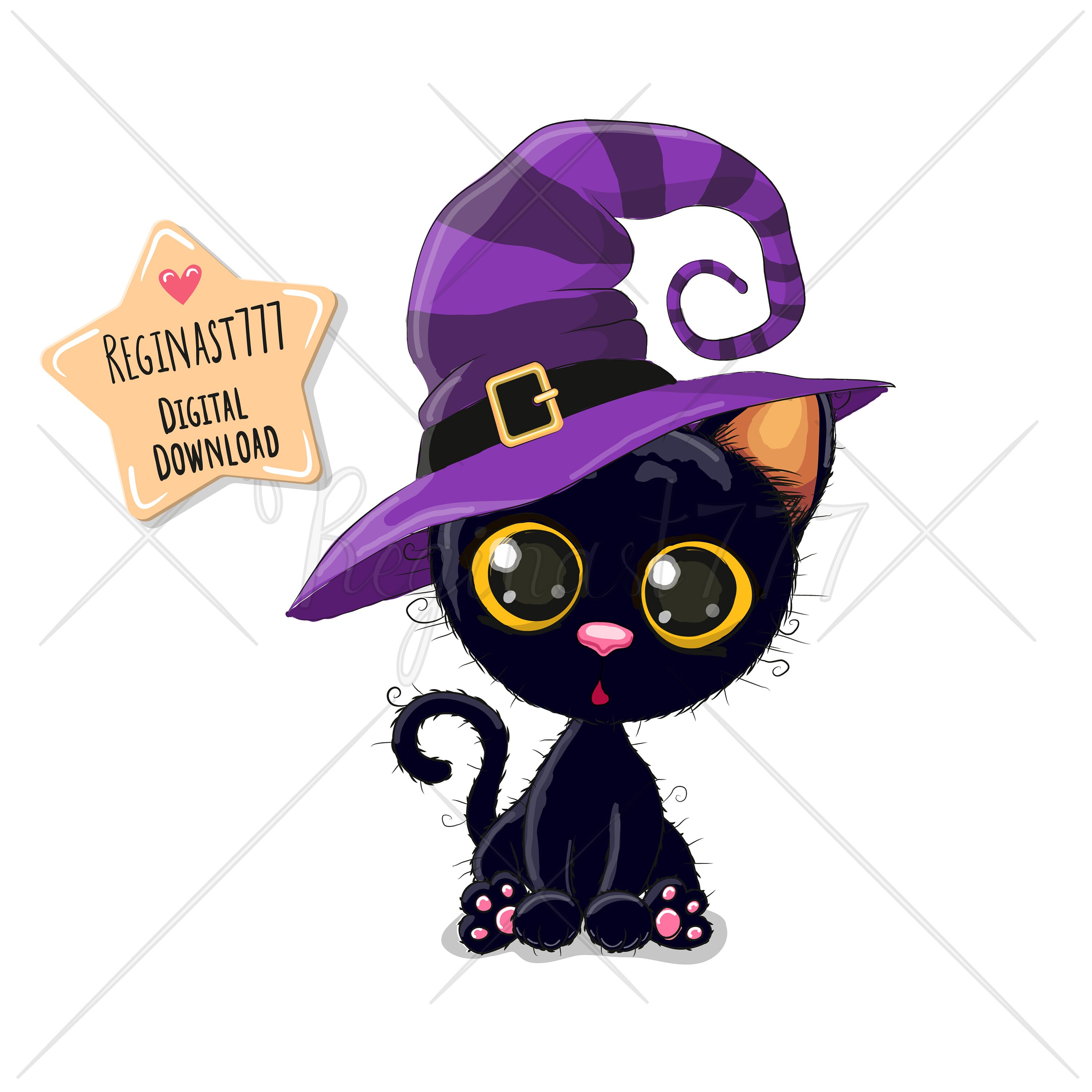 Cute Halloween Black Cat PNG Digital Download Clipart Kids | Etsy