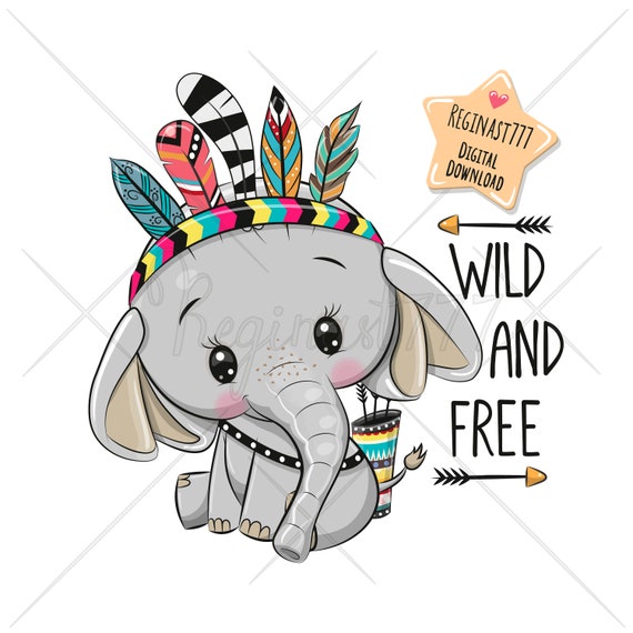 Cute Elephant Print Nursery Wall Art Decor Woodland Animals Etsy