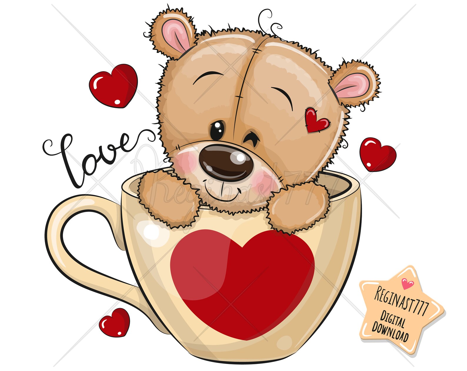 Cute Teddy Bear PNG Digital Download Clipart Valentines | Etsy