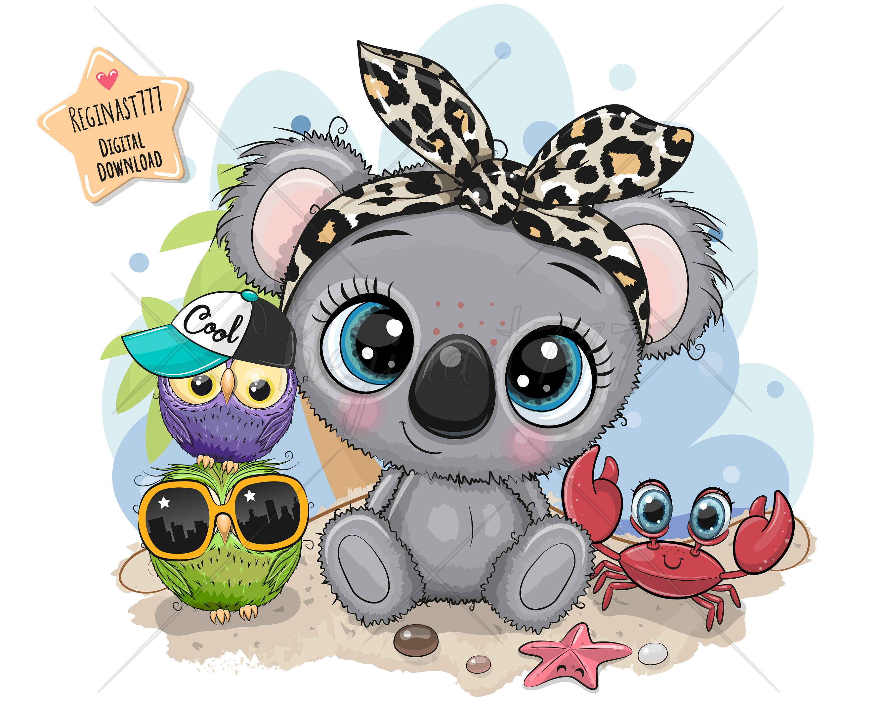 Cute Koala PNG Digital Download Clipart Adorable Graphics Etsy