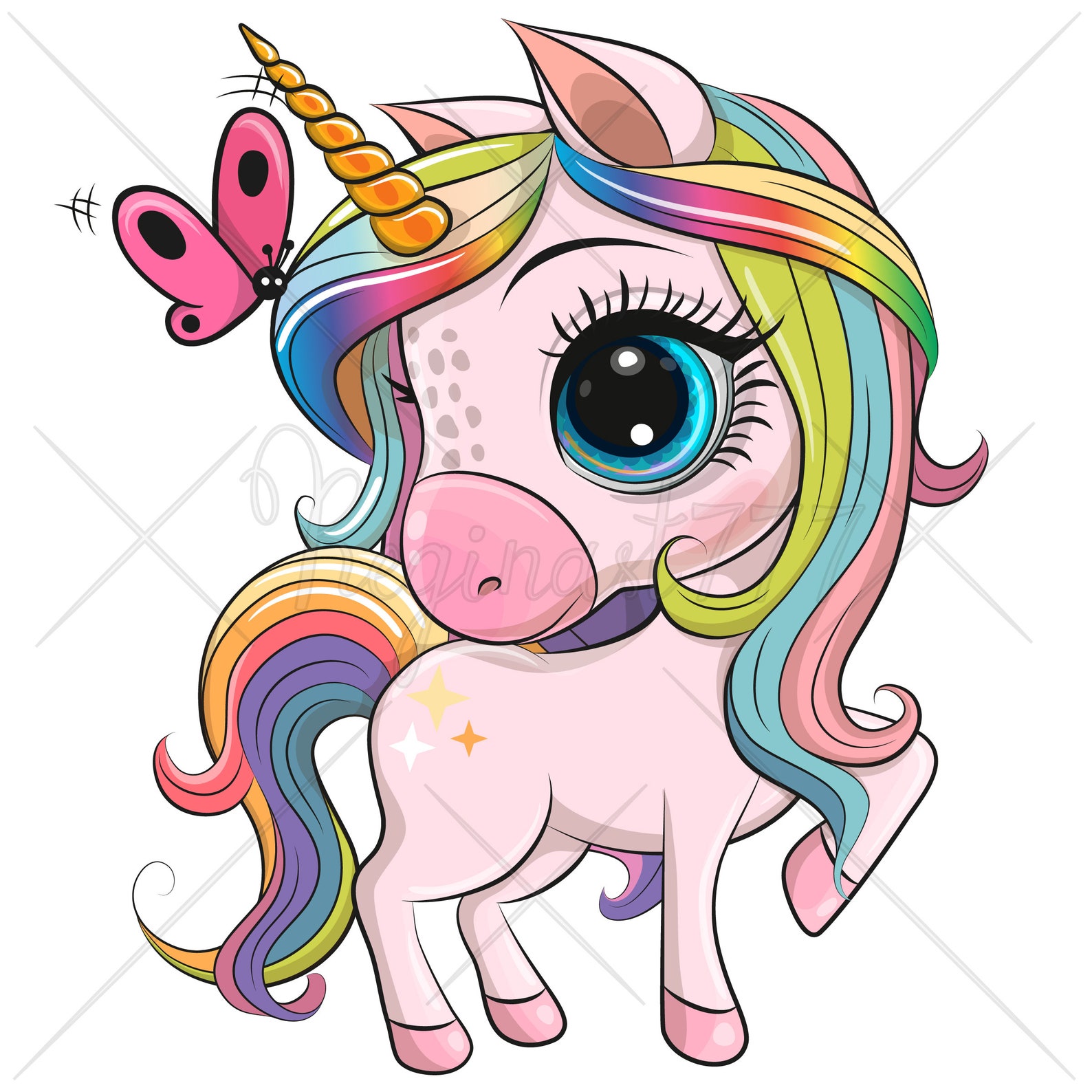 Einhorn Clipart PNG Einhorn Clip Art Printable Regenbogen | Etsy