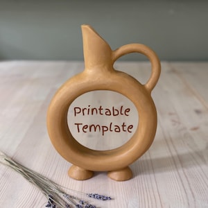 Hollow Jug Slab Building Template, Hittite Wine Pitcher Pottery Template, Ceramic Tools, Printable Pottery Template, Slab Pottery DIY