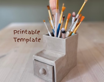 Schreibtisch Organizer Keramik Platte Vorlage, DIY Keramik Werkzeug (PDF-Muster)