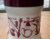 Vintage Opaline Milk Glass Container With Pipe Styles Graphic