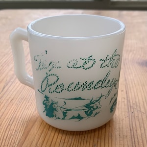 Vintage Hazel Atlas Tex At The Roundup Milk Glass  Child’s Mug