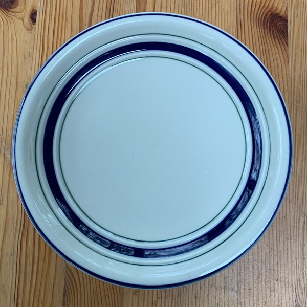 Vintage Tienshan Country Crock Stoneware Salad Plate in Blue and Green Band