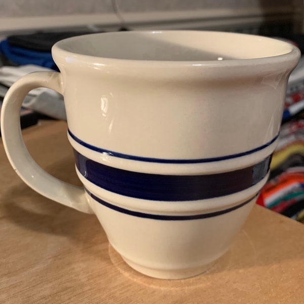 Vintage Tienshan Country Crock Stoneware Blue Stripe Large Coffee Mug