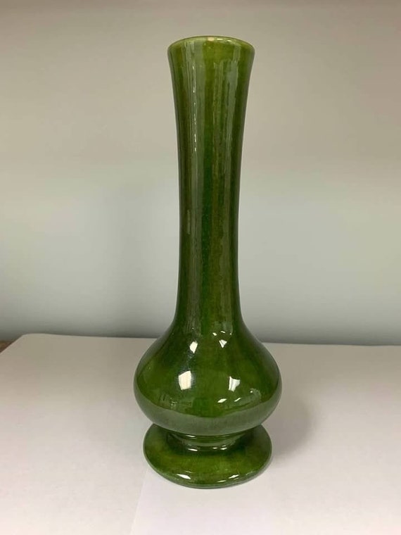 Vintage Haeger Pottery Bud Vase Teleflora In Green Etsy