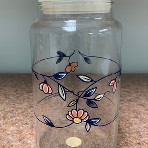 Vintage Princess House Glass Jar with Lid Floral Design