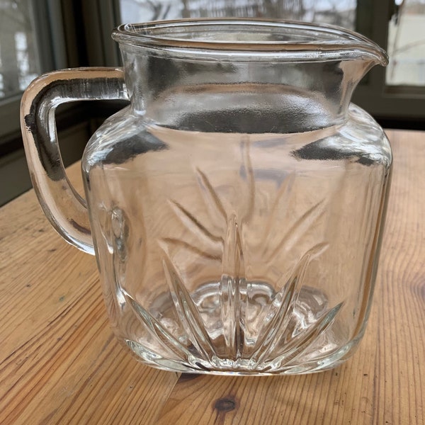 Vintage Federal Glass Starburst Square Pitcher