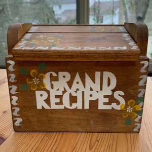 Vintage Hand Painted JA Company Wood Recipe Box