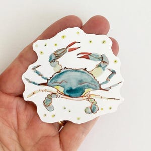Blue Crab Sticker Laptop Decal Water Bottle Stickers for Planner Journal Beach  Sticker Gift Cute Crab Crustacean Decal