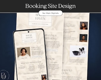 Hair Stylist Booking Website Template: Square, Acuity Scheduling Banners (Canva Editable)